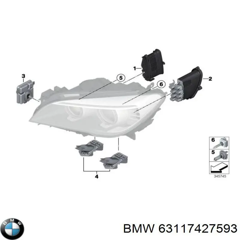 63117427593 BMW unidade de controlo de iluminação