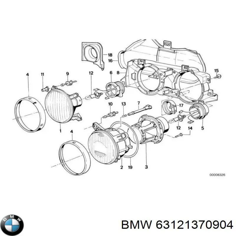 Лампа-фара внутренняя левая/правая 63121370904 BMW