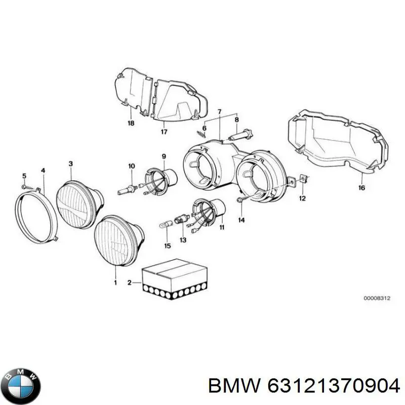 Лампа-фара внутренняя левая/правая BMW 63121370904 цена, от 259.19 USD
