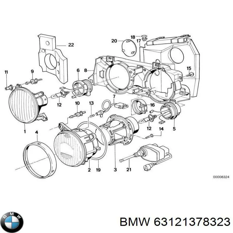 63128350145 BMW кронштейн (адаптер крепления фары передней левой)