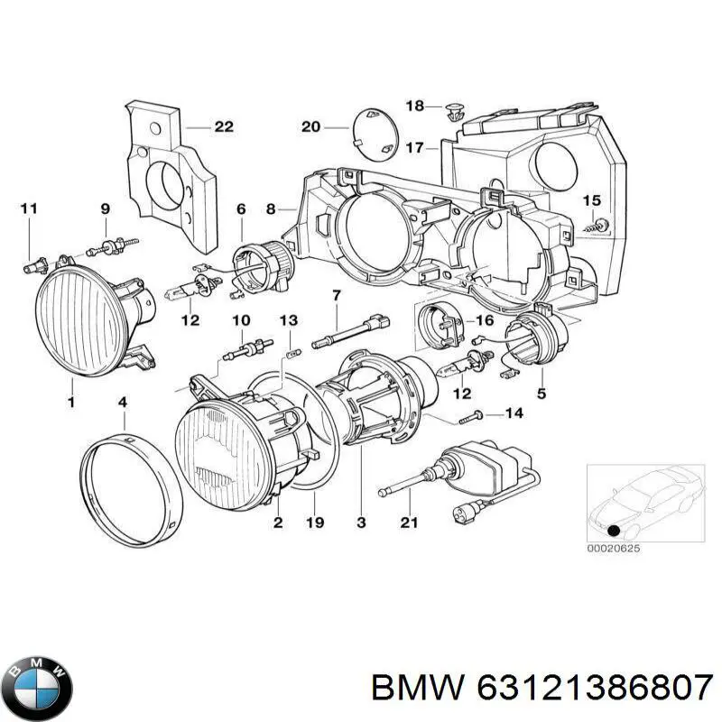 63121386807 BMW отражатель (рефлектор фары)