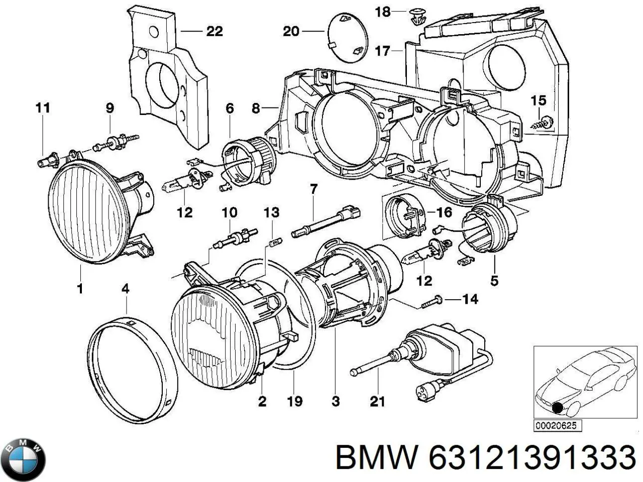 Фара левая BMW 63121391333 цена, от 155.64 USD