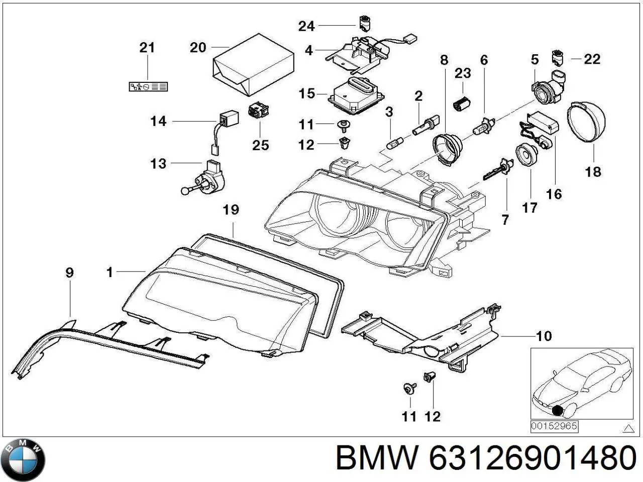 Крышка фары задняя 63126901480 BMW