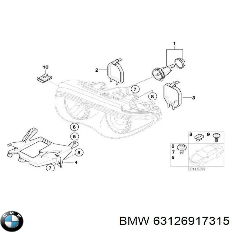 Кронштейн (адаптер) крепления фары передней левой 63126917315 BMW