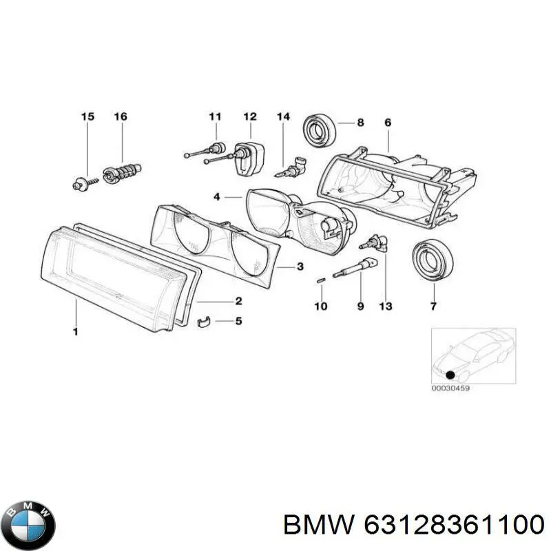 Стекло правой фары на Бмв 3 E36 (BMW 3)
