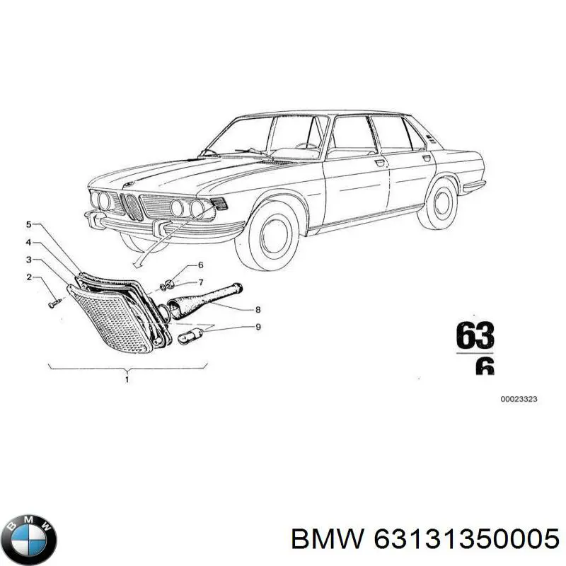 Стекло указателя поворота левого BMW 63131350005