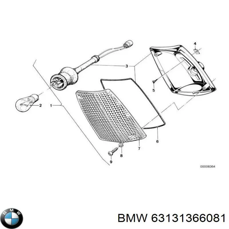 Стекло указателя поворота левого BMW 63131366081