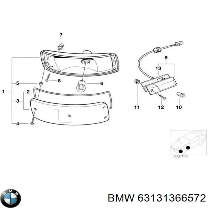 Vidro de pisca-pisca à direita para BMW 5 (E28)