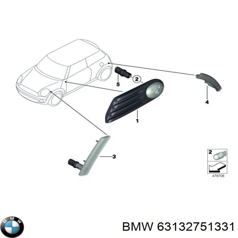 63132751331 BMW габарит (указатель поворота левый)