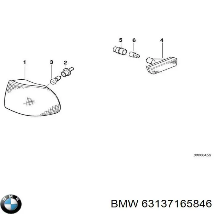 Повторитель поворота на крыле правый BMW 63137165846