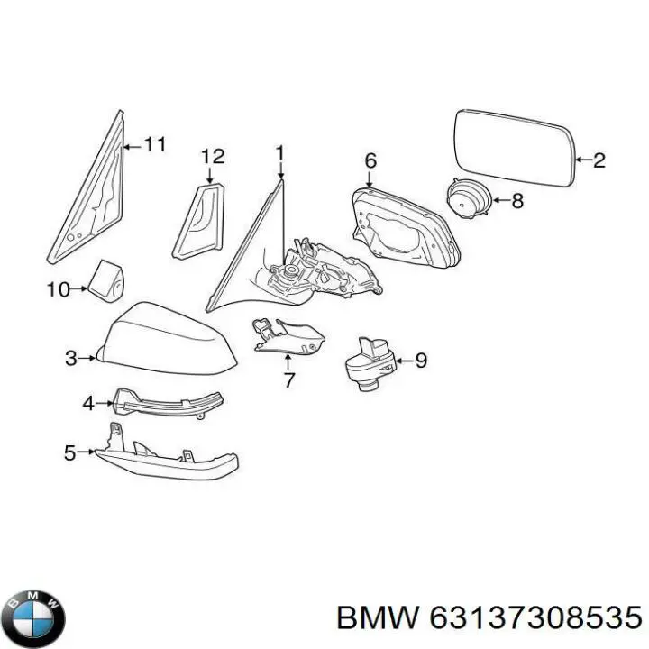 Купить 63137308535 BMW Указатель поворота зеркала левый