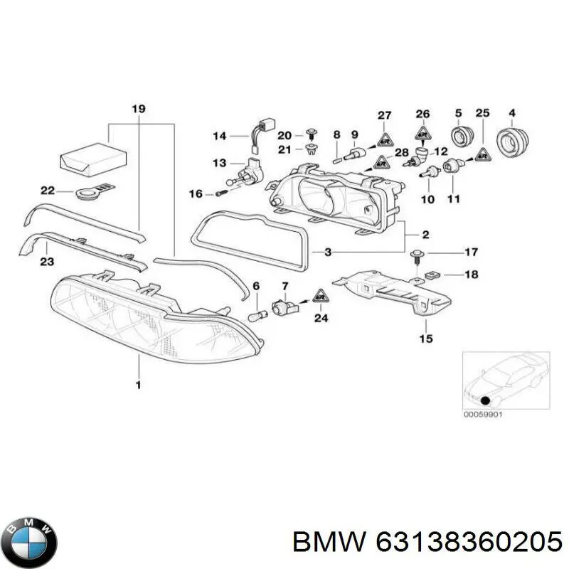 Поворотник правый 63130152966 BMW