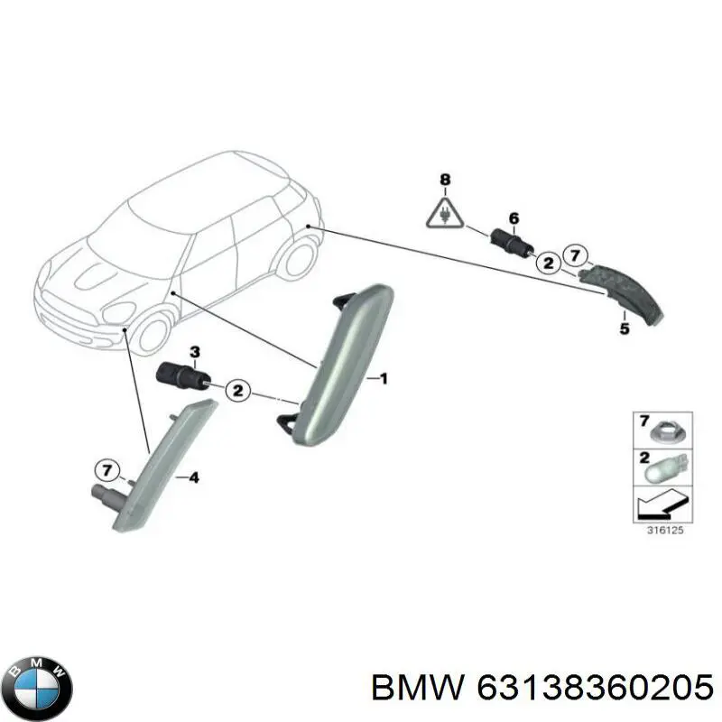 63130141138 BMW указатель поворота правый