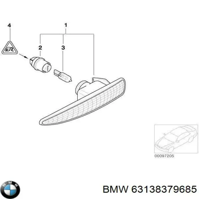 Повторитель поворота на крыле левый 63138379685 BMW