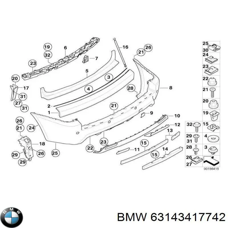 Купить 63143417742 BMW Правый катафот заднего бампера