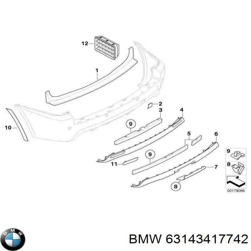 63143417742 BMW Правый катафот бампера