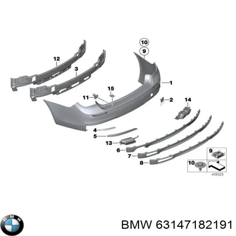 Левый отражатель заднего бампера 63147182191 BMW