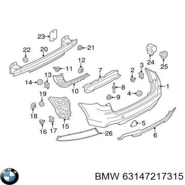 Катафот (отражатель) заднего бампера левый на BMW X3 (F25) купить.