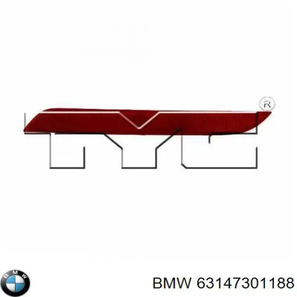 Правый катафот заднего бампера 63147301188 BMW