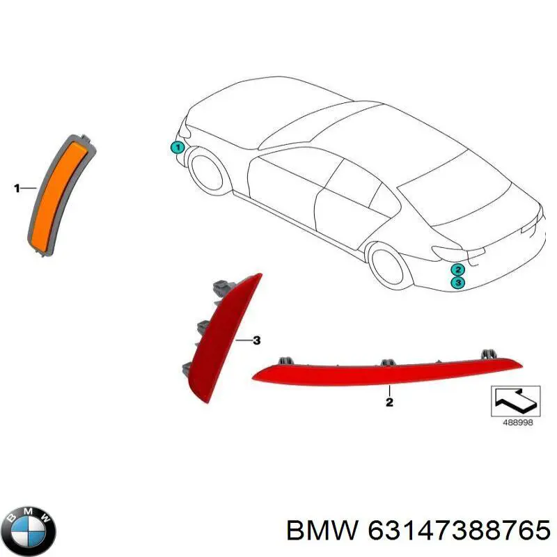 63147388765 BMW катафот (отражатель заднего бампера левый)