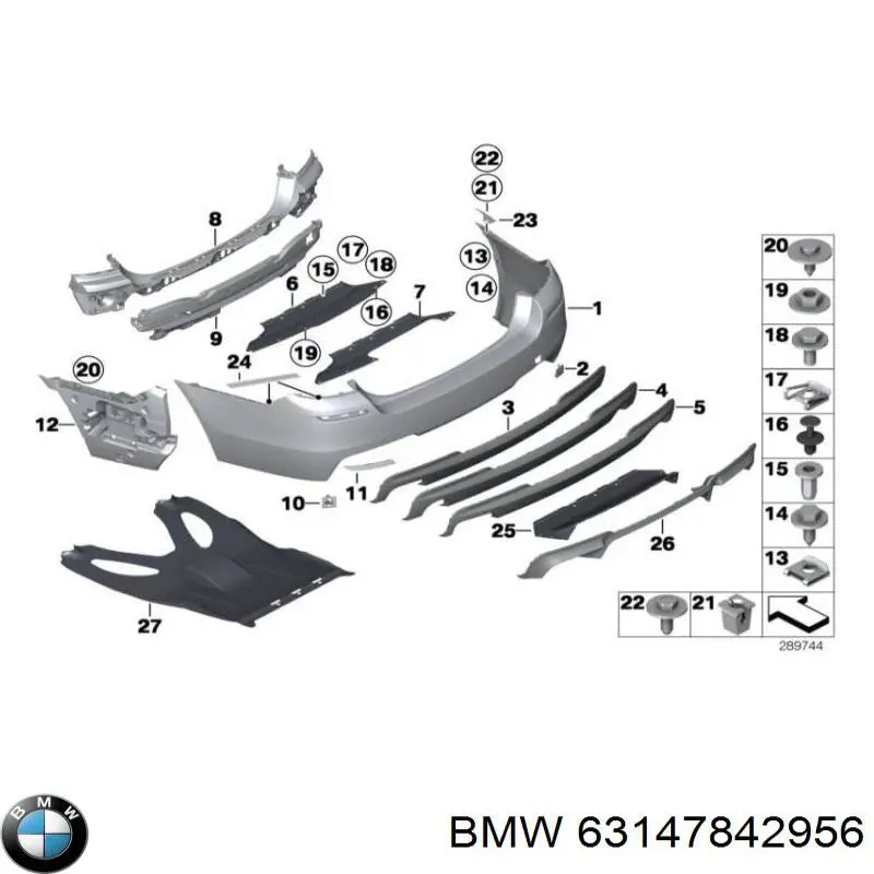 Reflector, parachoques trasero, derecho 63147842956 BMW