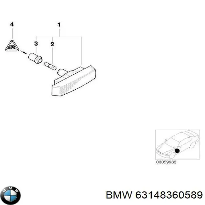 Повторювач повороту на крилі 63148360589 BMW