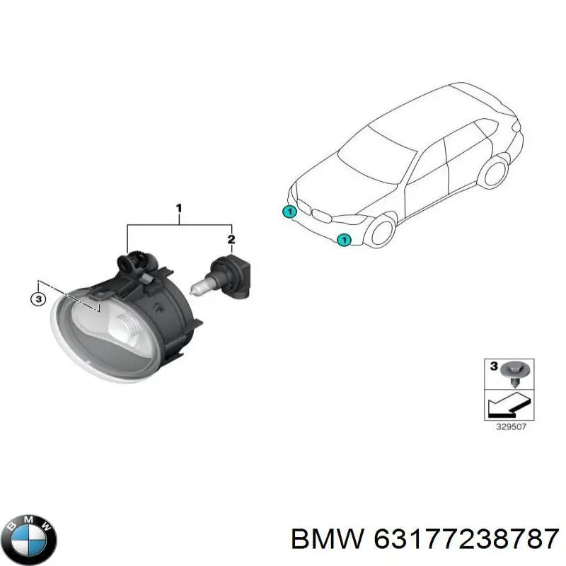 Фара противотуманная, левая BMW 63177238787 цена, от 74.07 USD