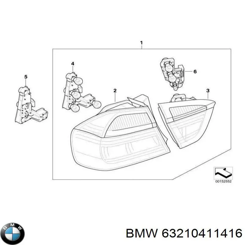 63210411416 BMW Задний правый внешний фонарь