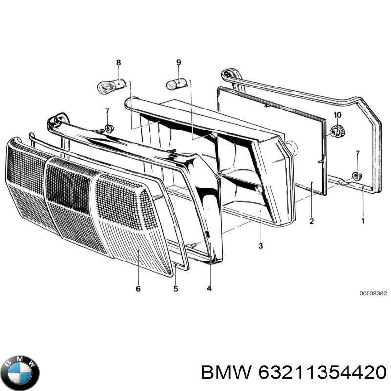 Стекло указателя поворота правого BMW 63211354420