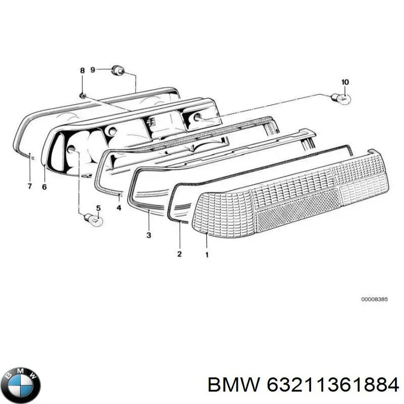 Стекло указателя поворота правого BMW 63211361884