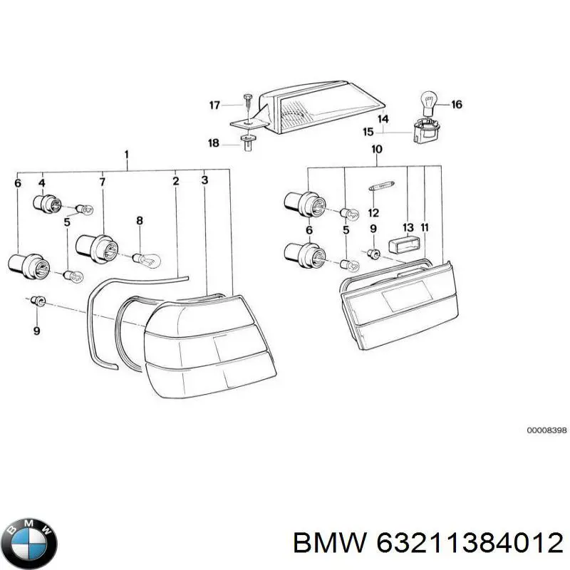 Фонарь задний правый внутренний на BMW 5 (E34) купить.