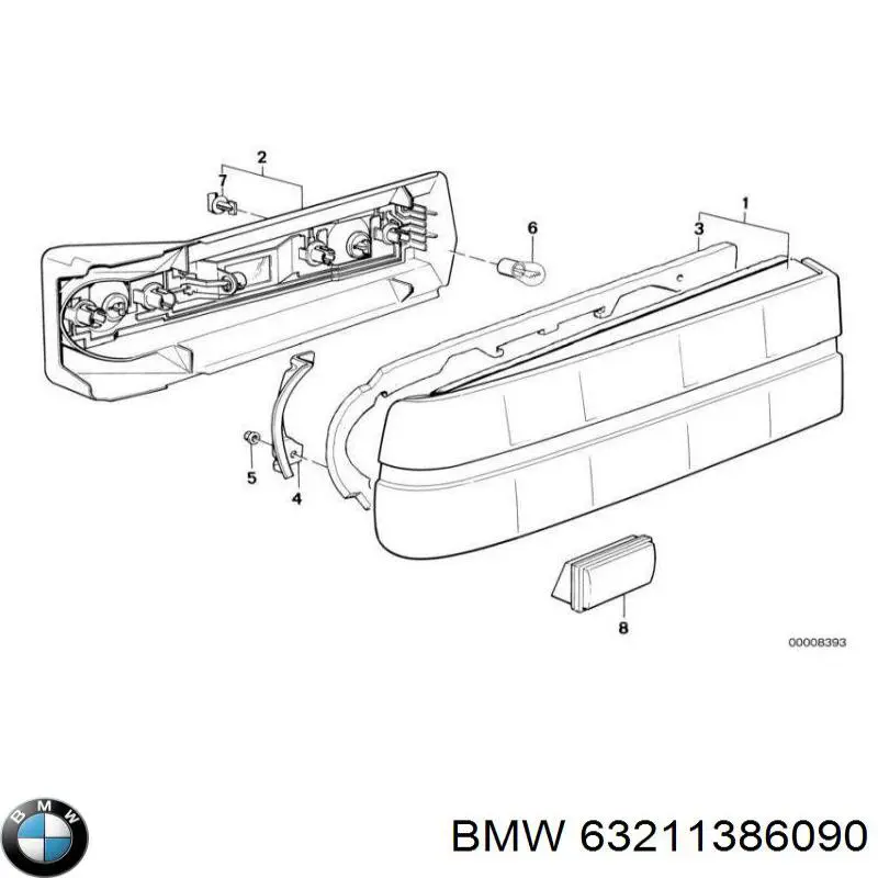 Фонарь задний правый 63211386090 BMW