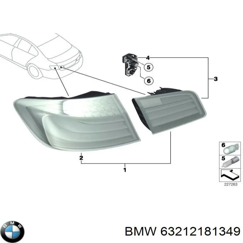 Фонарь задний левый внутренний 63212181349 BMW