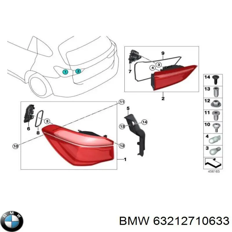 63212710633 BMW lanterna traseira esquerda interna