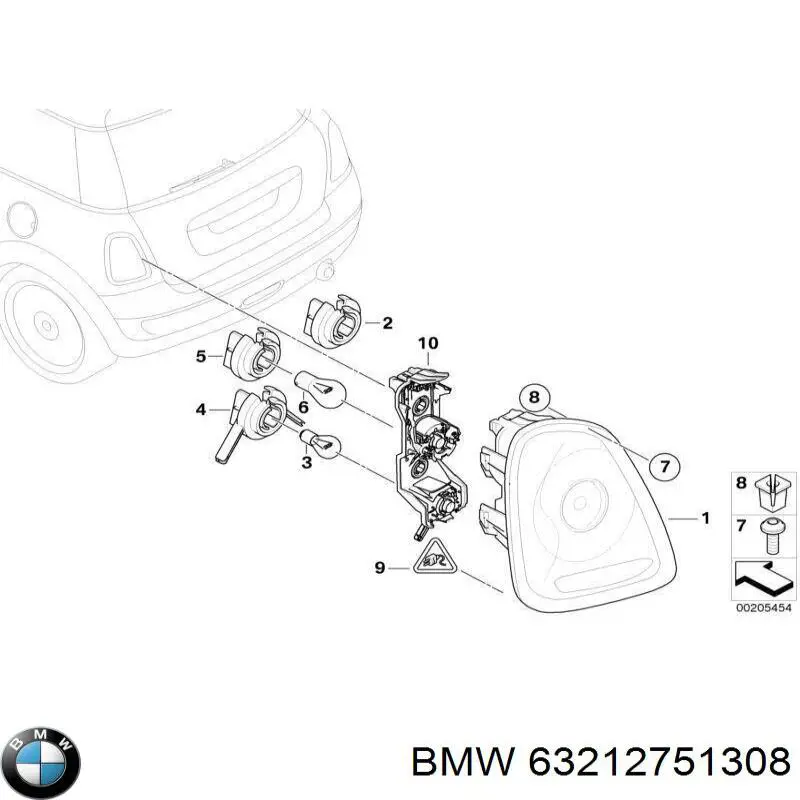 Фонарь задний правый 63212757010 BMW