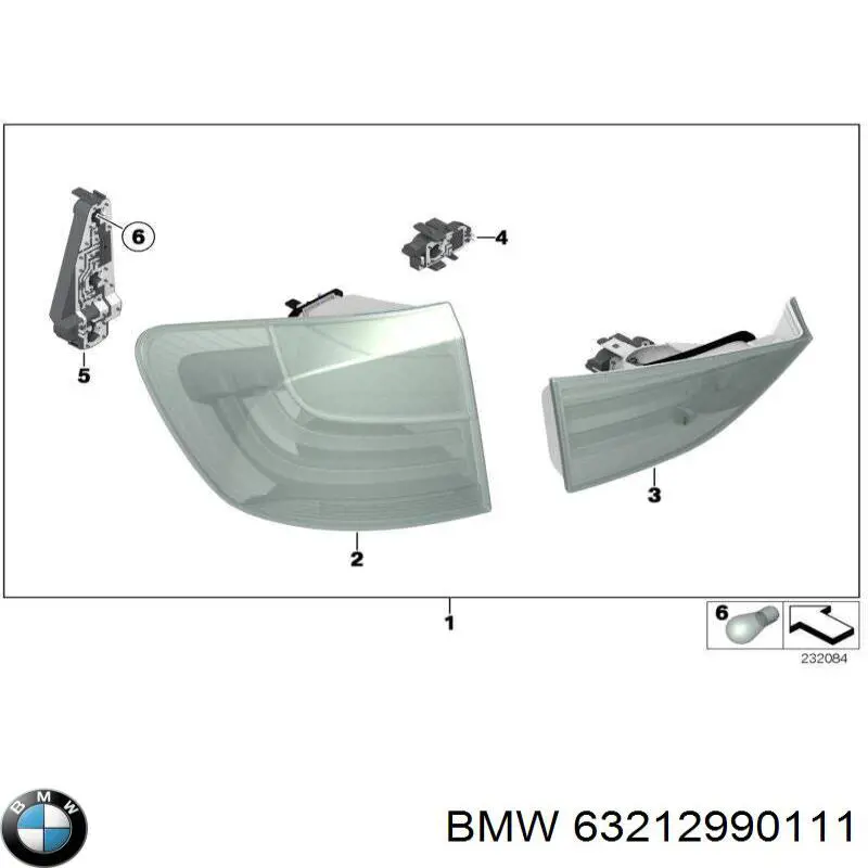 Фонарь задний левый 63212990111 BMW