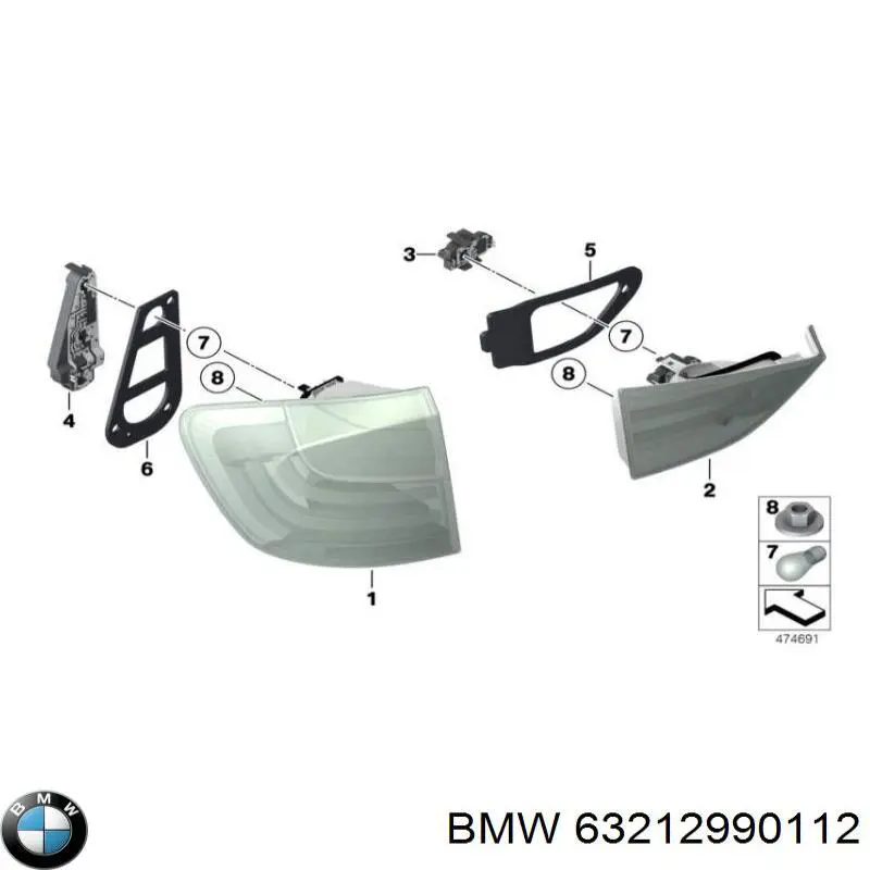 63212990112 BMW lanterna traseira direita externa