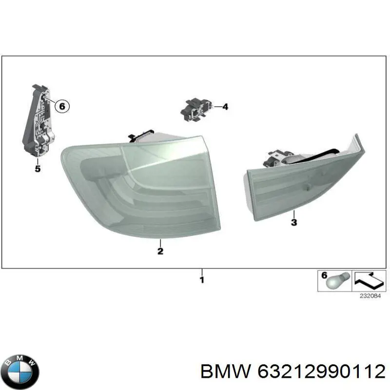 63212990112 BMW Задний правый внешний фонарь