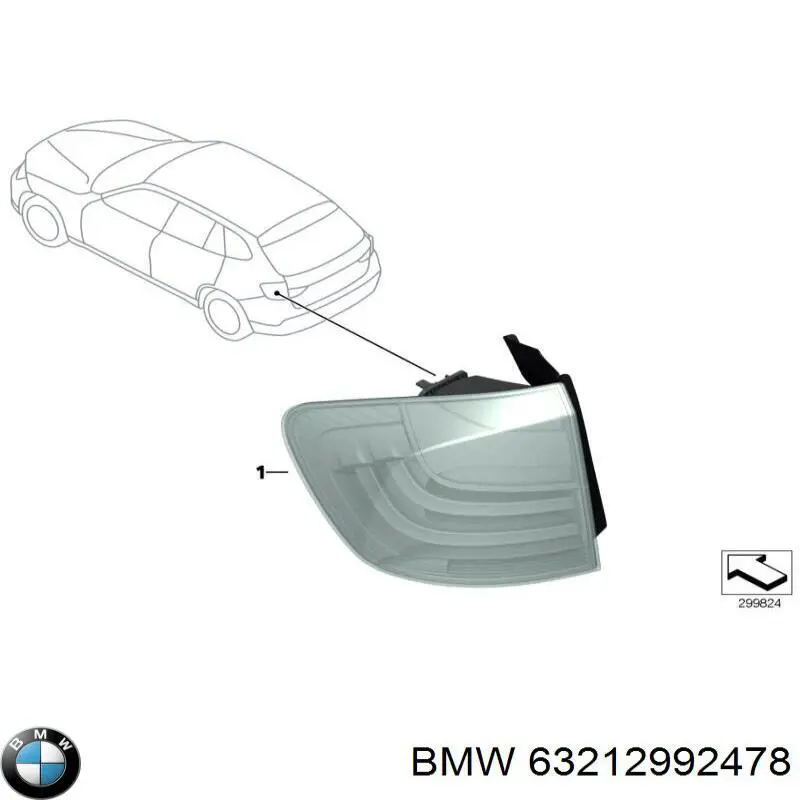 Купить 63212992478 BMW Фонарь задний правый, внешний