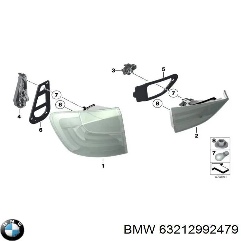 63212992479 BMW lanterna traseira esquerda interna