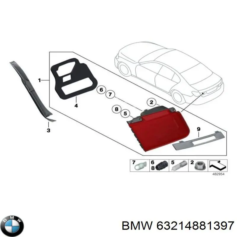 Уплотнитель фонаря заднего внутреннего BMW 63214881397