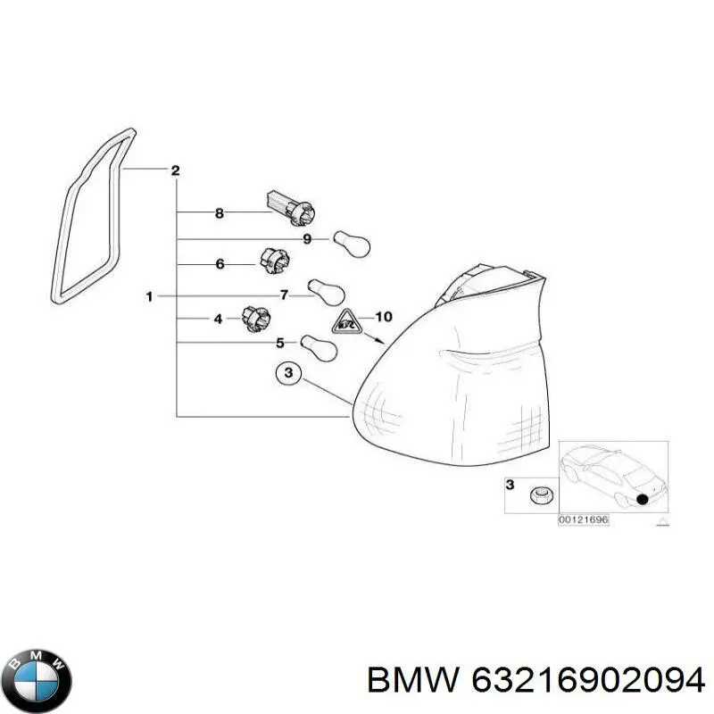 Фонарь задний правый внешний 63216902094 BMW