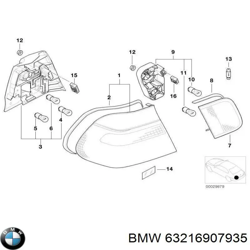 Плата заднего фонаря контактная BMW 63216907935 цена, от 93.59 USD