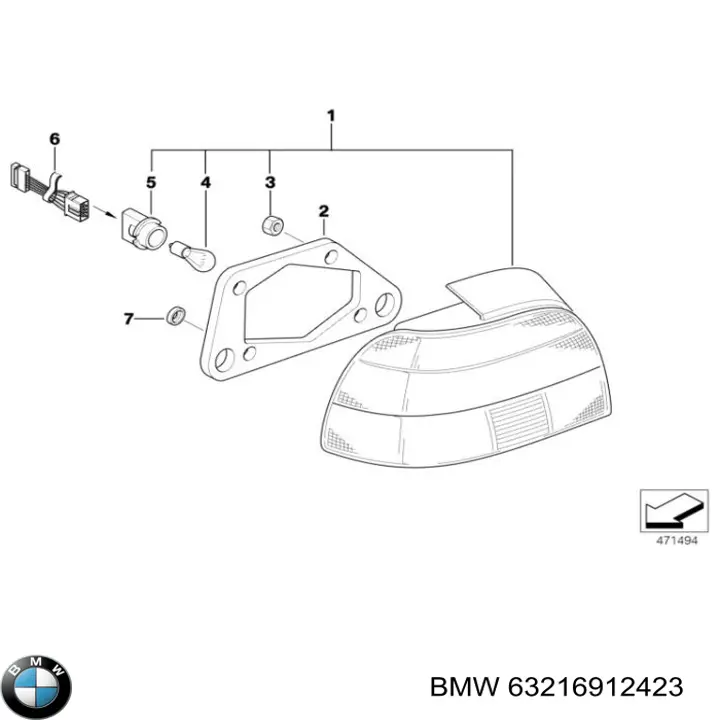 63216912423 BMW lanterna traseira esquerda