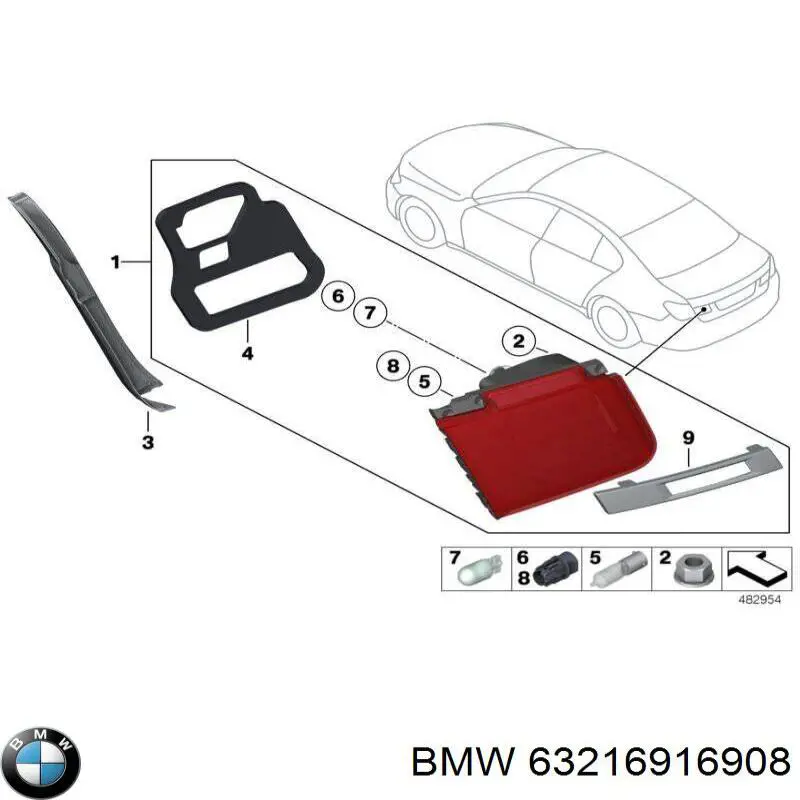 Фонарь задний правый внешний 6902094 BMW
