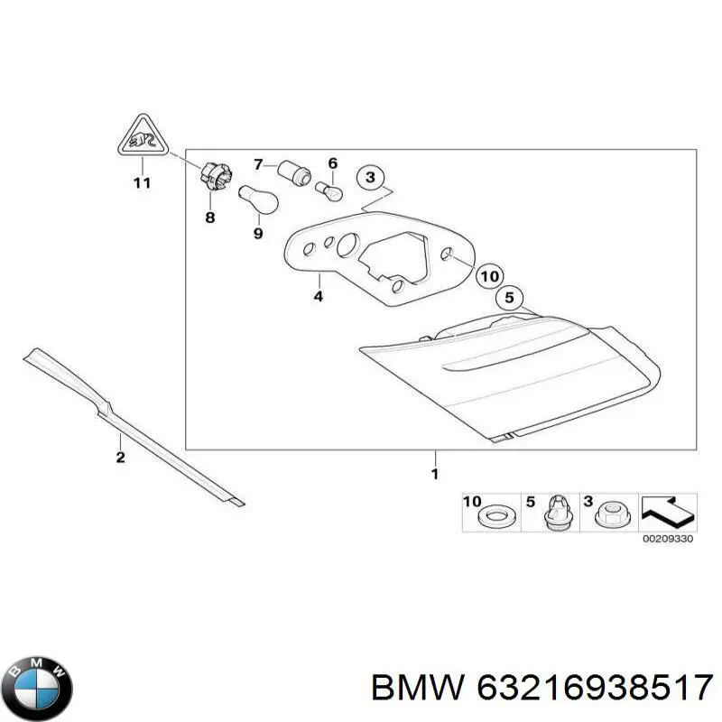 Фонарь задний левый, внутренний BMW 63216938517 цена, от 186.74 USD