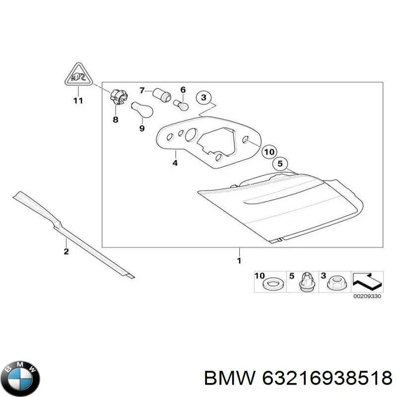 63216938518 BMW фонарь задний правый внутренний