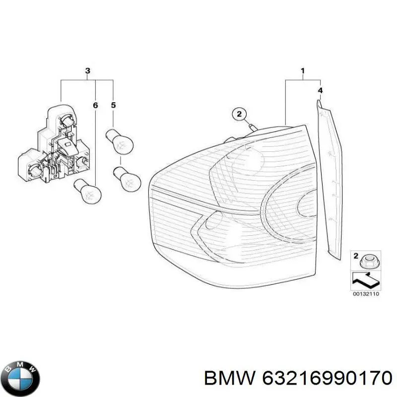 Фонарь задний правый внешний 63216990170 BMW