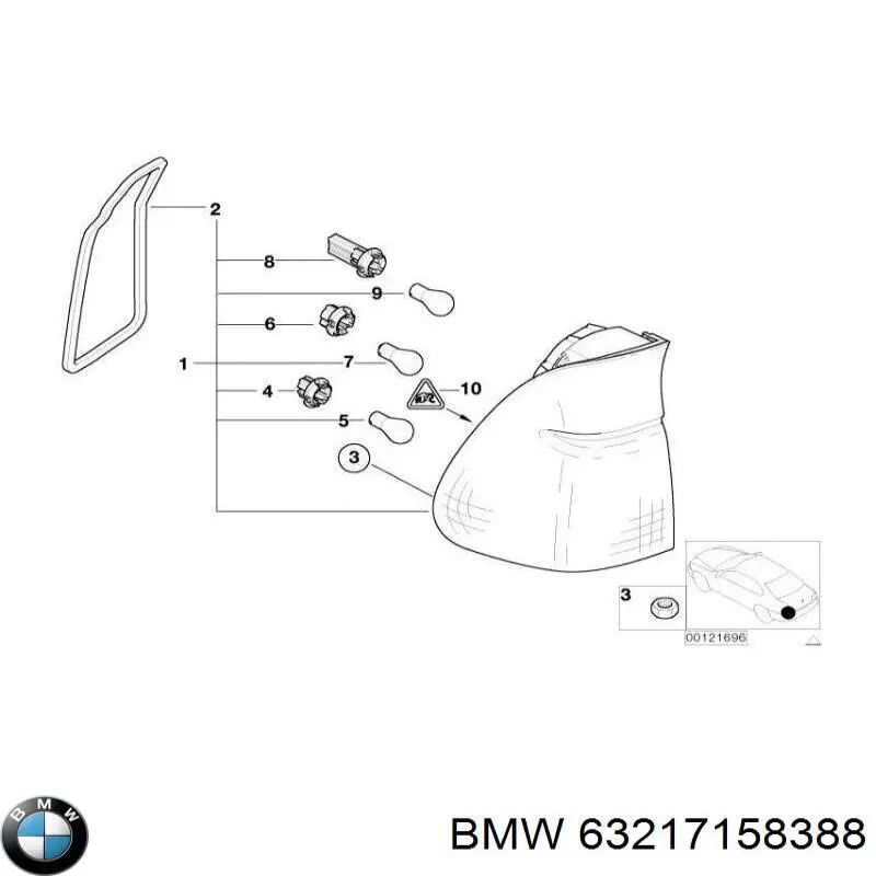 Купить 63217158388 BMW Фонарь задний правый, внешний