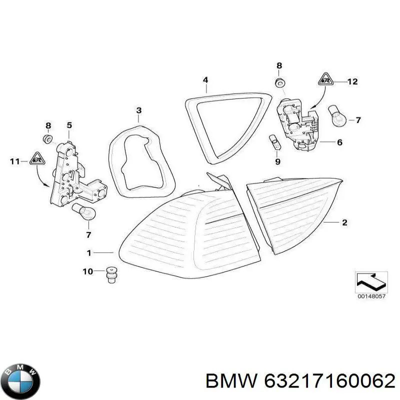 Купить 63217160062 BMW Фонарь задний правый, внешний